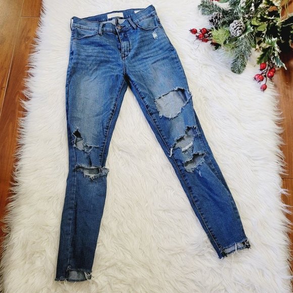 Pacsun Blue Distressed High Rise Ankle Jeggings - Picture 2 of 4